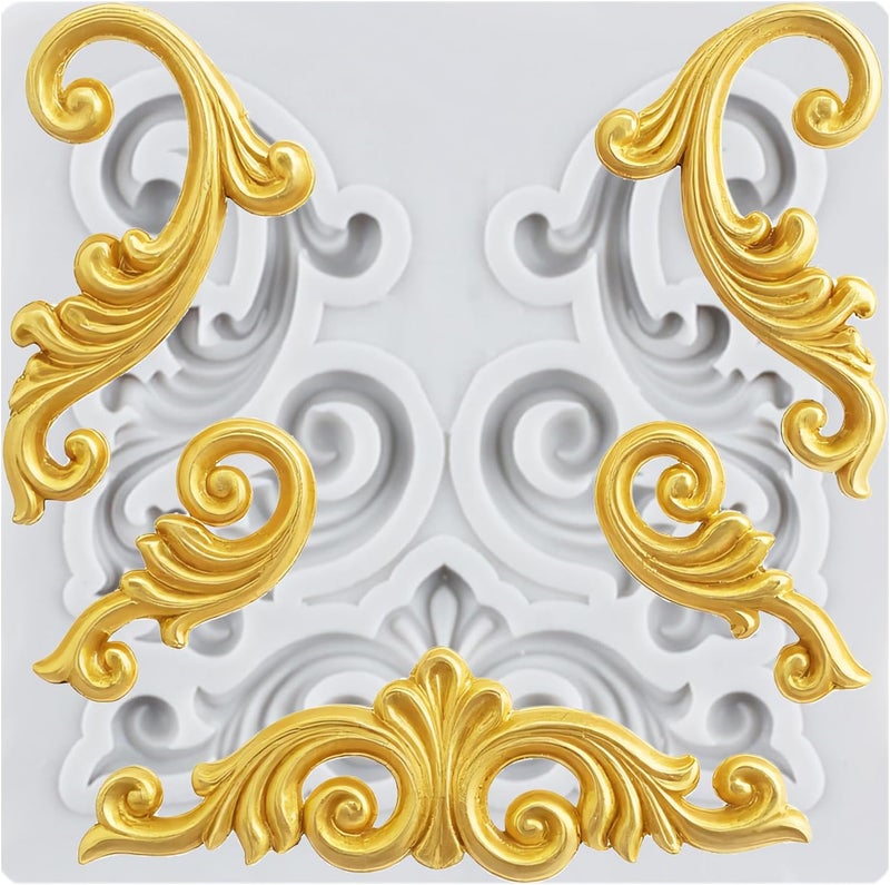 TAOXIBEI Baroque Scroll Relief Silicone Molds Baroque Polymer Clay Mold Filigree Mold for DIY Crafts Air Dry Plaster Polymer Clay Epoxy Resin Casting Jewelry Making - Image 1